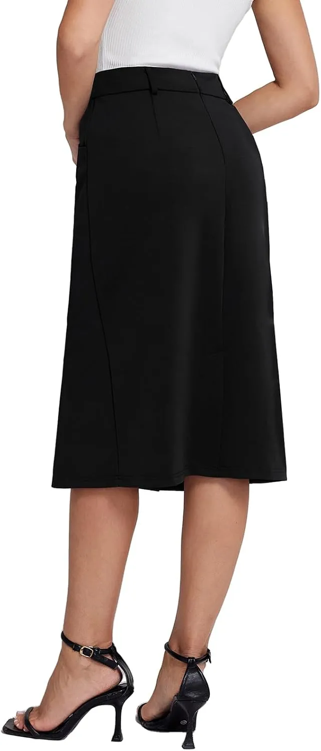 Belle Poque Women Pencil Skirt High Waisted Midi Pencil Skirt with Pockets