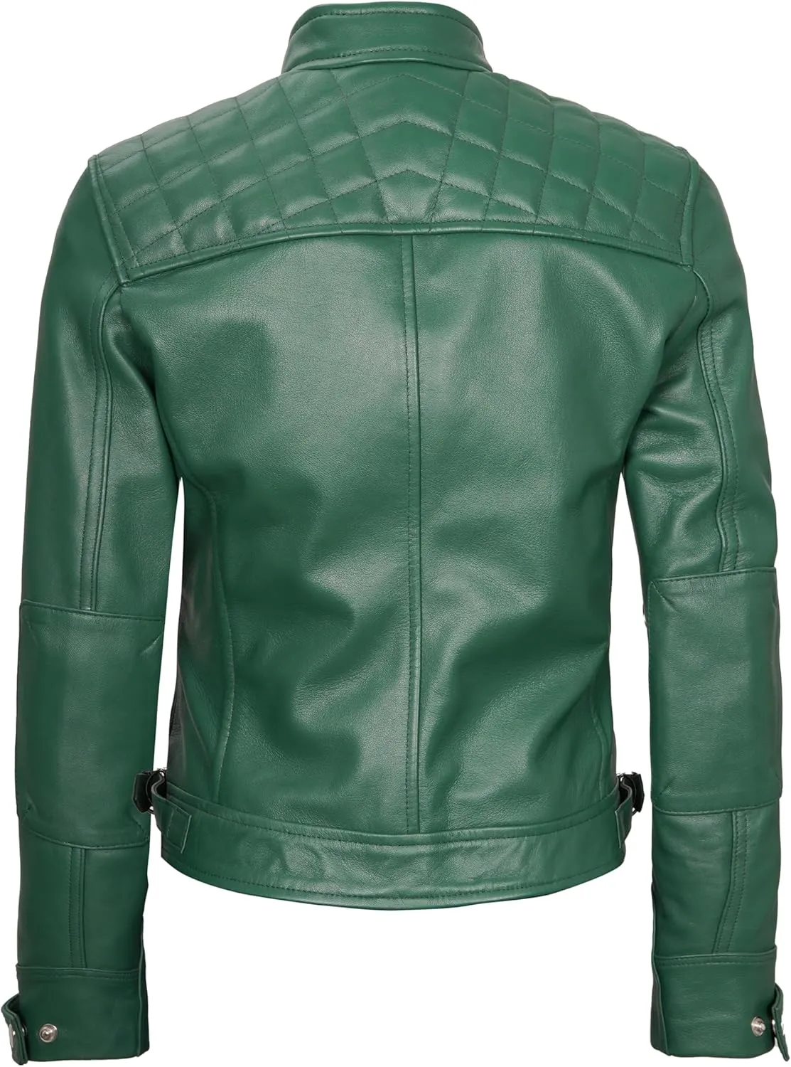 Blingsoul Leather Jacket Women - Quilted Cafe Racer Style Womens Leather Jackets
