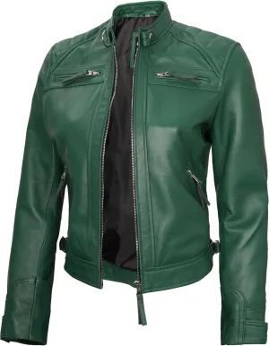 Blingsoul Leather Jacket Women - Quilted Cafe Racer Style Womens Leather Jackets