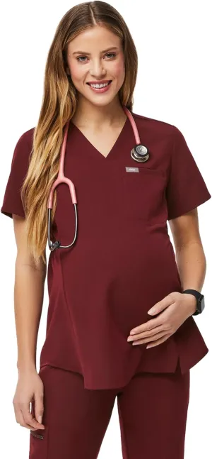FIGS Octavia Maternity Scrub Top for Women  V-Neck, One Pocket, Curved High-Low Hem, 4-Way Stretch Women's Scrub Top