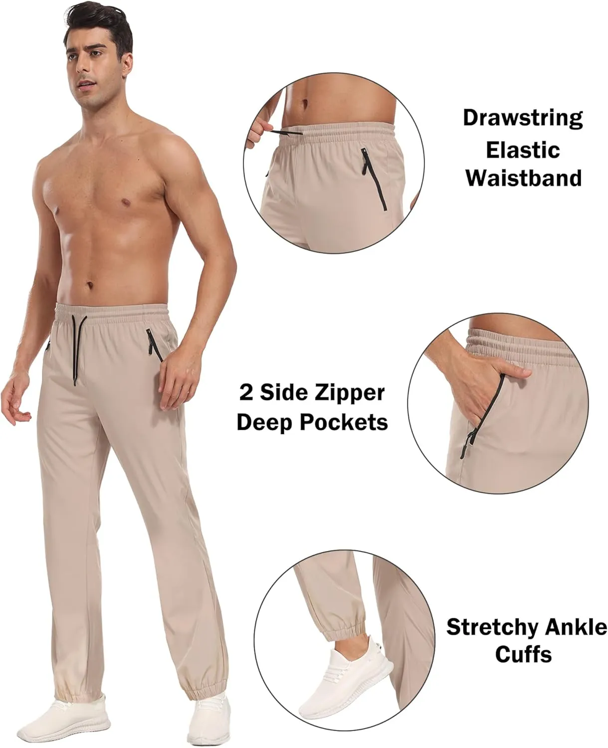 Hiking Pants Men Cargo Pants Water Resistant Lightweight Work Casual Pants Joggers with Zipper Pockets Outdoor HH24019M