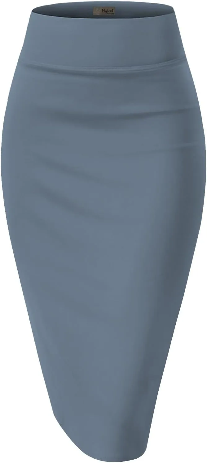Hybrid & Company Women Elastic High Waist Bodycon Work Business Pencil Skirt