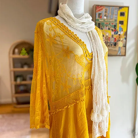 Joni Embroidered Mustard Mini
