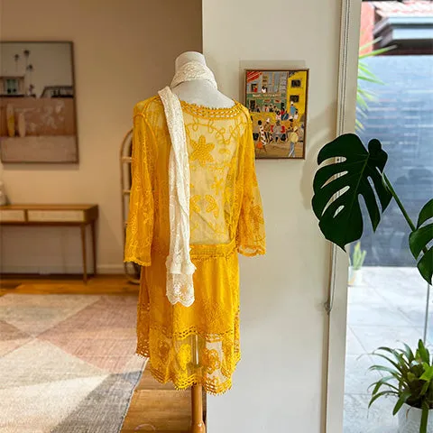 Joni Embroidered Mustard Mini