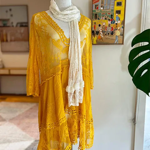 Joni Embroidered Mustard Mini