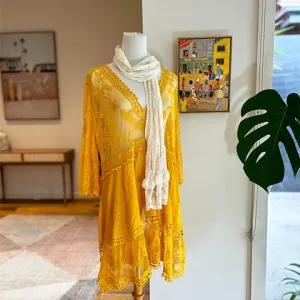 Joni Embroidered Mustard Mini