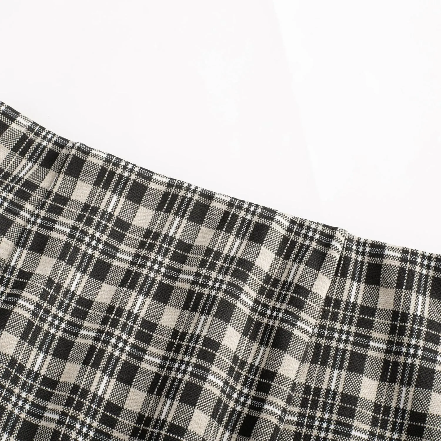 Kate Kasin Womens Knee Length Elastic Waist Stretchy Bodycon Plaid Business Pencil Skirt