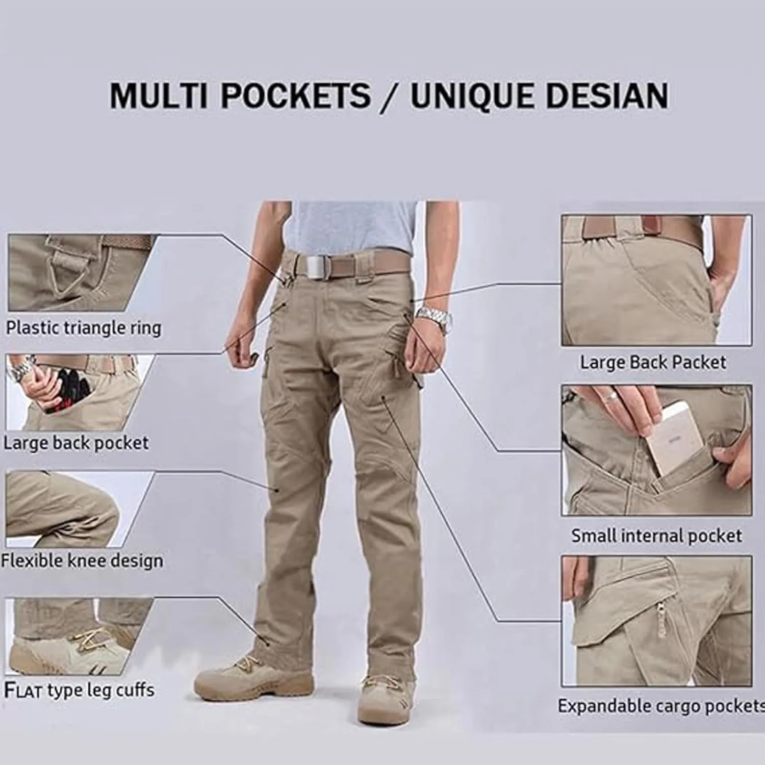 Le Spartan Tactical Pants, Lespartan Tactical Pants, 10-Pocket Lightweight Water Resistant Ripstop Cargo Pants
