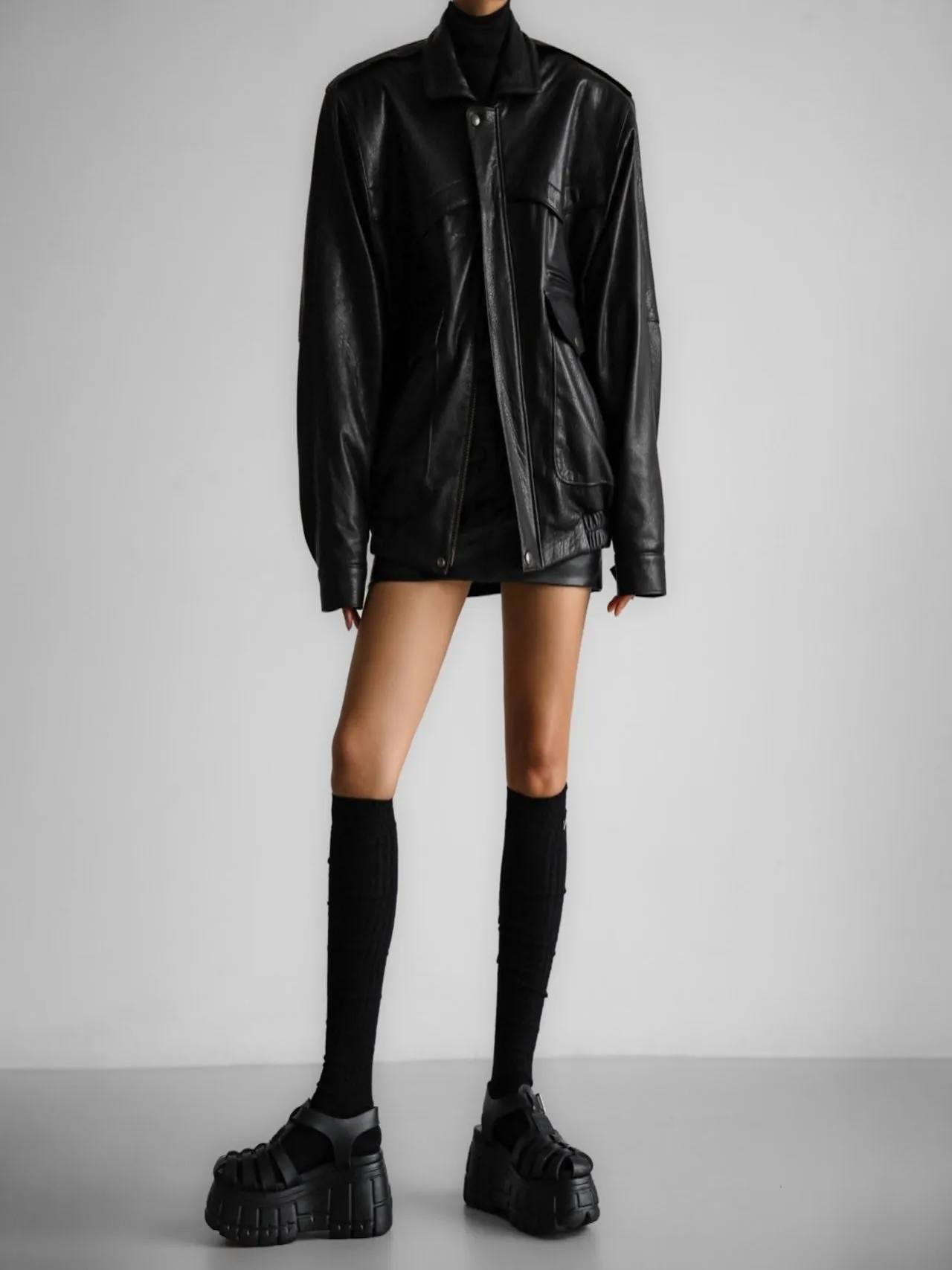 LUXE LAMBSKIN LEATHER FLIGHT JACKET