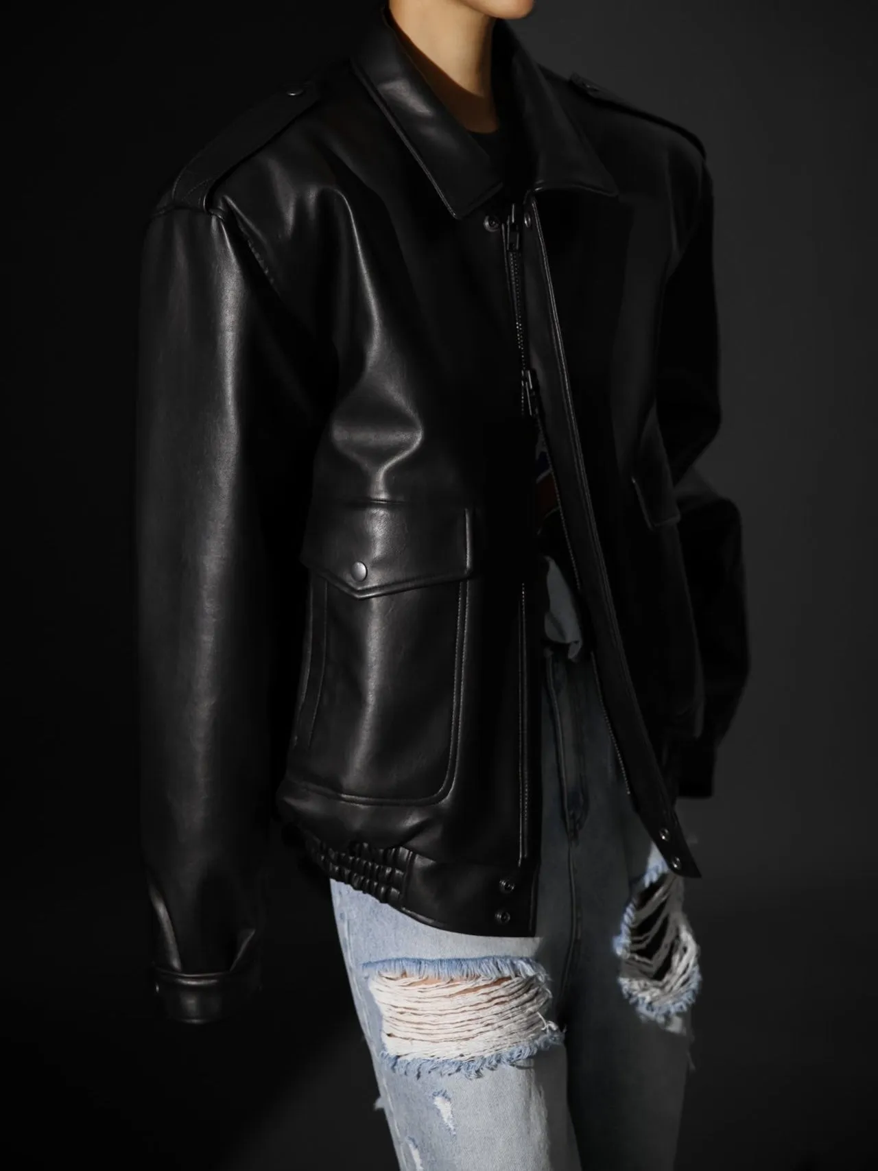 LUXE LAMBSKIN LEATHER FLIGHT JACKET