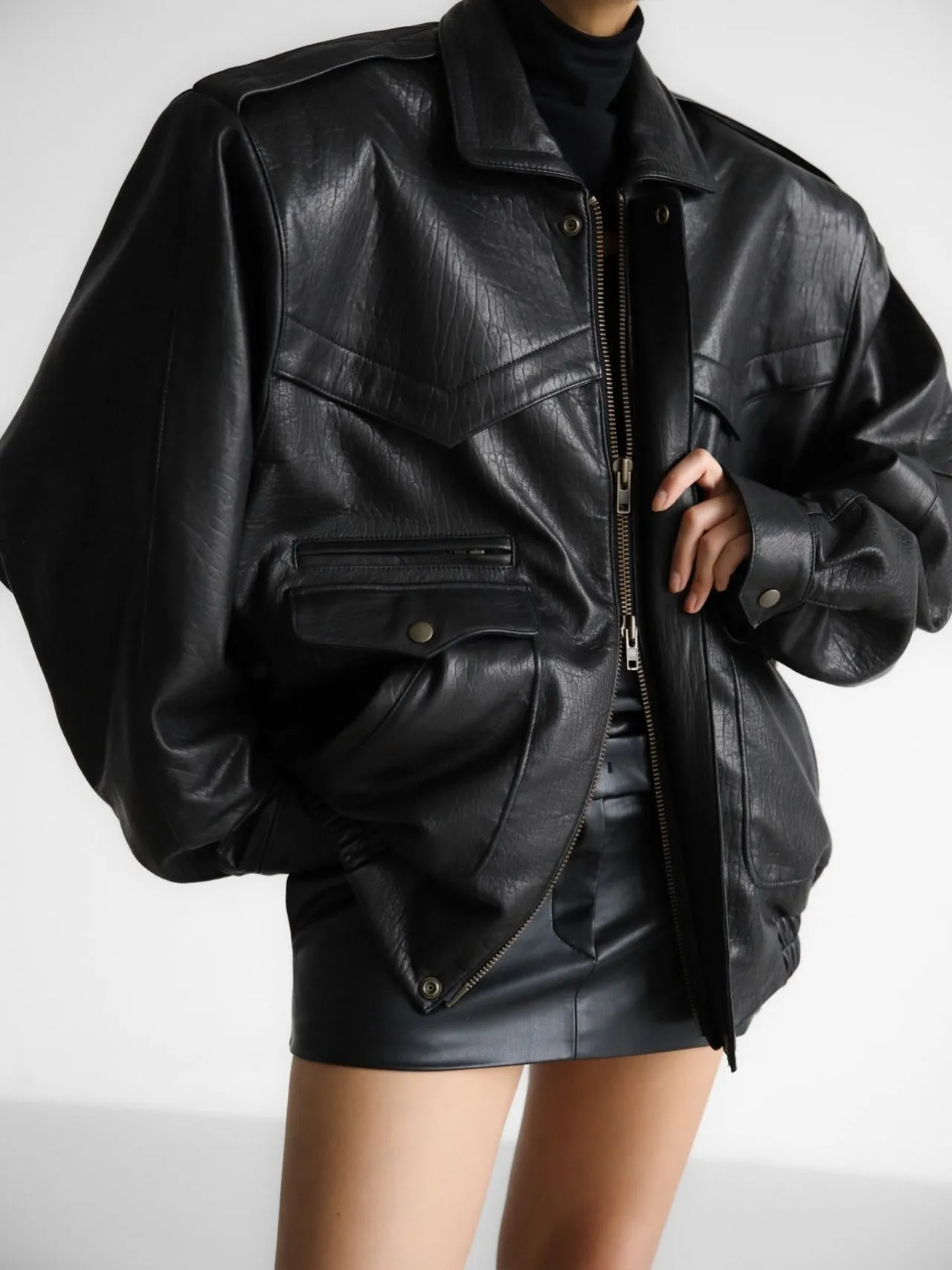 LUXE LAMBSKIN LEATHER FLIGHT JACKET