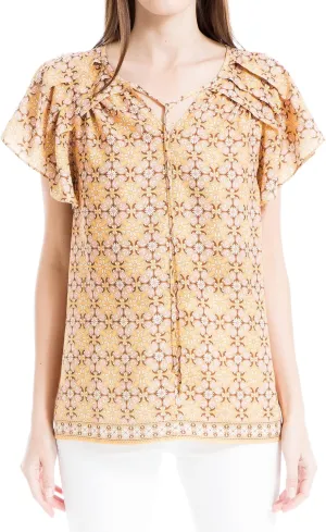Max Studio Women's Short Sleeve Crepe Top