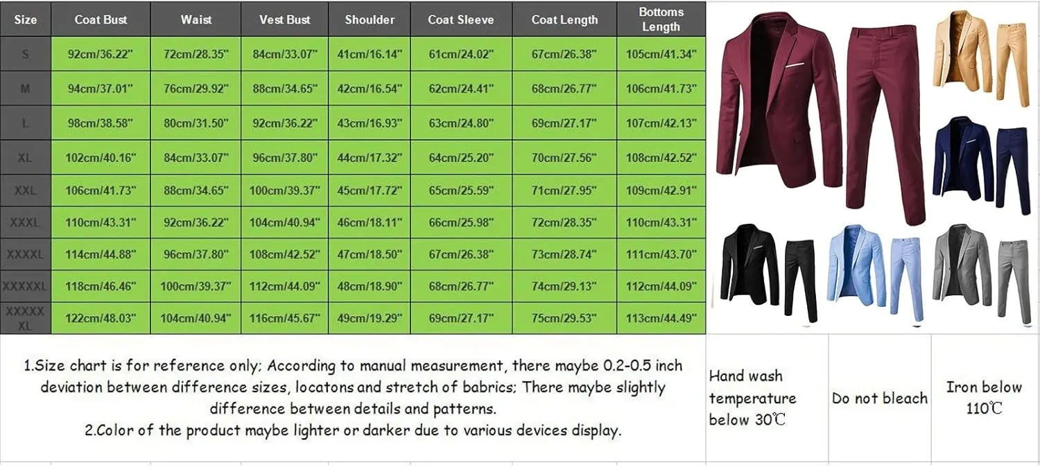 Mens Blazer Set 2023 Winter Slim 2 Piece Suit Set Plus Size Business Suit Jacket and Dress Pants Sets for Wedding Party