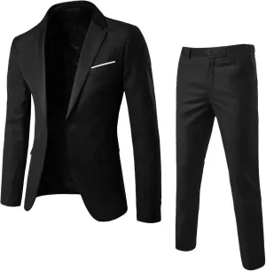 Mens Blazer Set 2023 Winter Slim 2 Piece Suit Set Plus Size Business Suit Jacket and Dress Pants Sets for Wedding Party