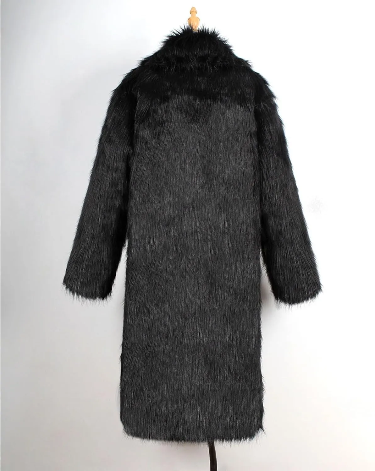 Men's Fox Fur Winter Coat Jackets Casual Fluffy Winter Long Jacket Faux Fur Turn-Down Collar Coat