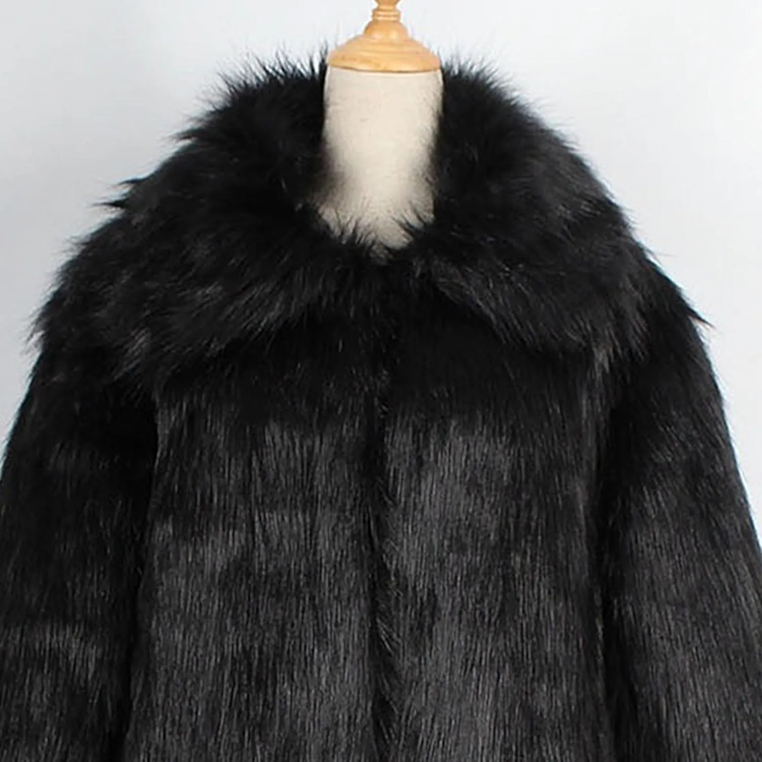Men's Fox Fur Winter Coat Jackets Casual Fluffy Winter Long Jacket Faux Fur Turn-Down Collar Coat