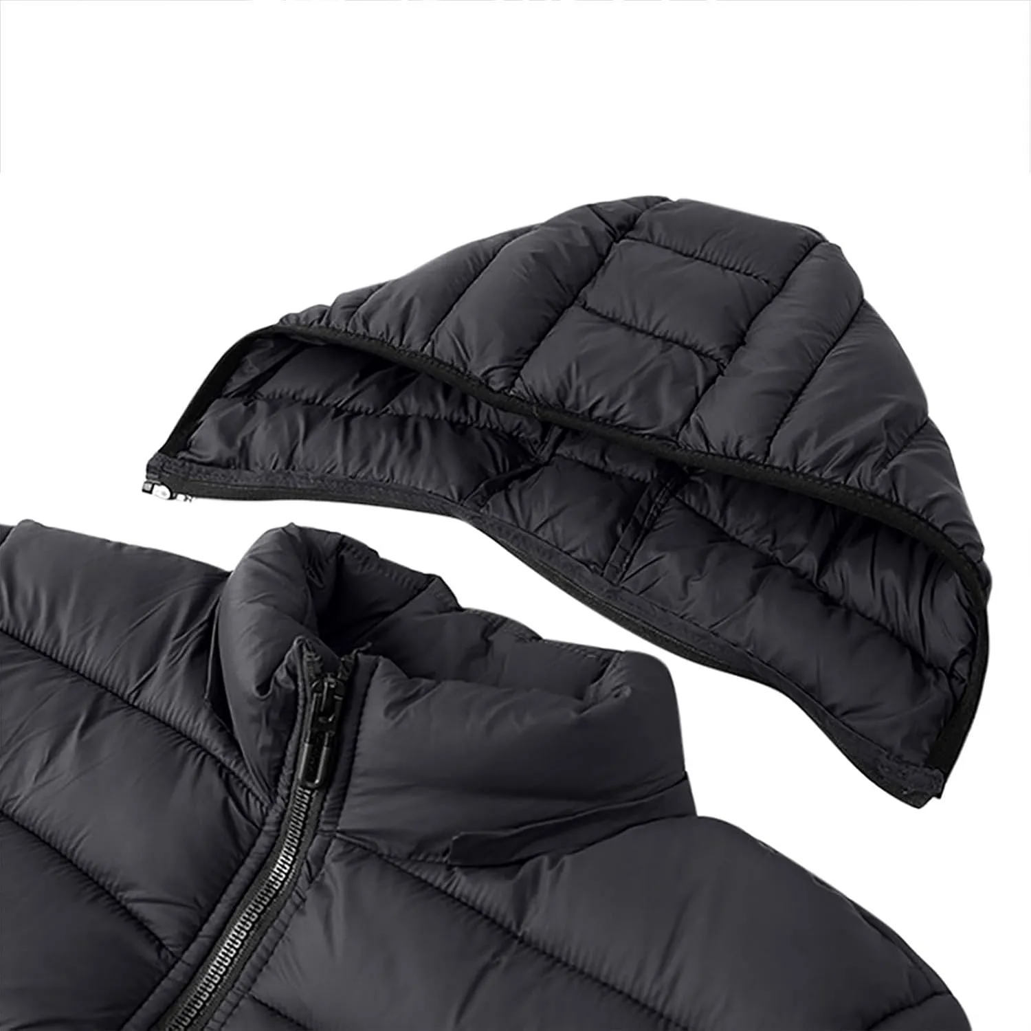 Mens Puffer Jacket Lightweight Hooded Down Jacket Water Resistant Quilted Jacket Plus Size Insulated Jacket Winter Coat