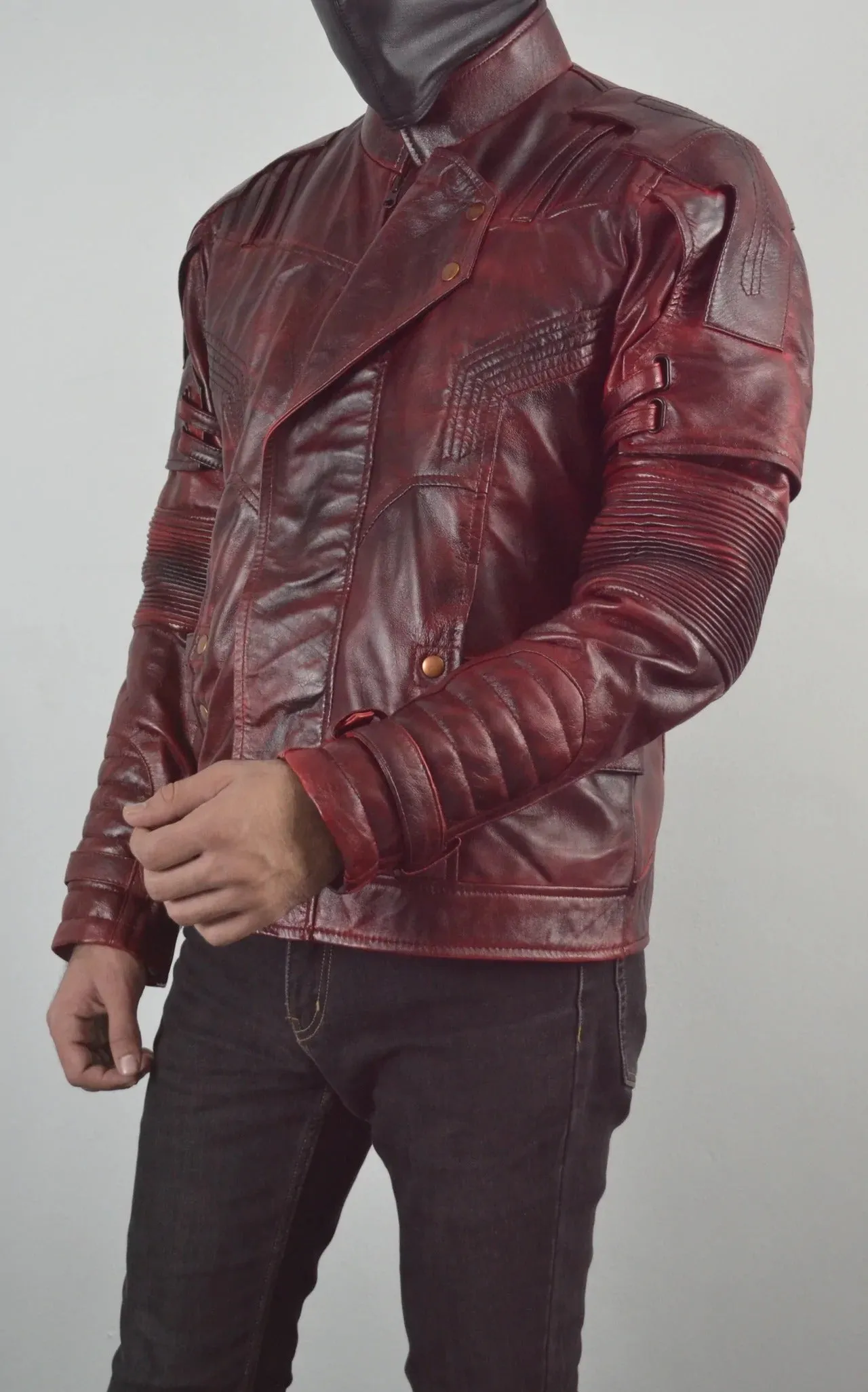 Mens Star Designer Maroon Genuine Waxed Biker Leather Jacket For  Mens
