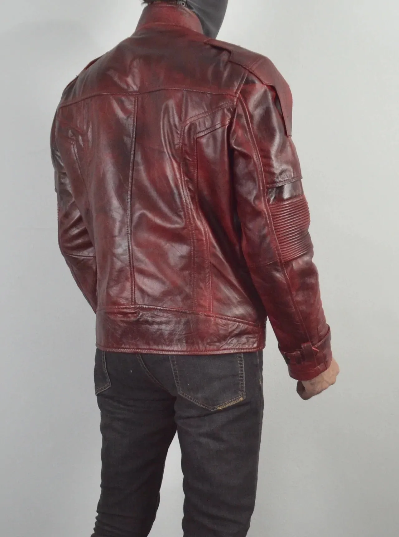 Mens Star Designer Maroon Genuine Waxed Biker Leather Jacket For  Mens
