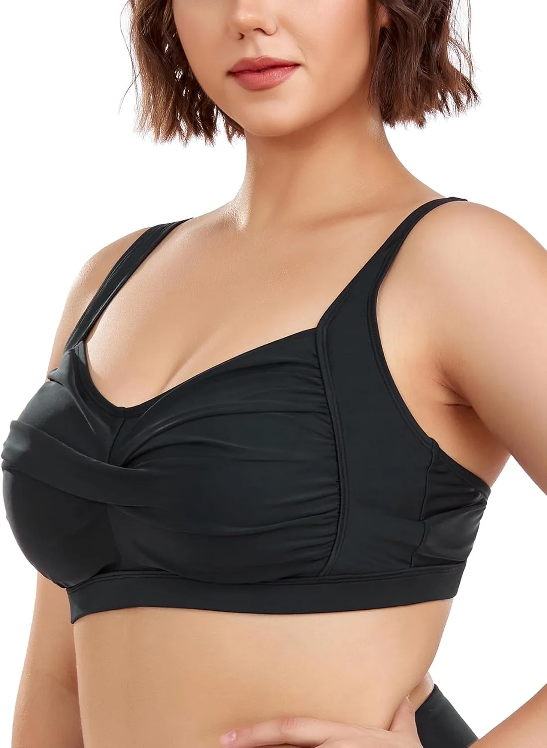 Ocean Blues Women's Plus Size Bikini Top Twist Front Molded Bathing Suit Top
