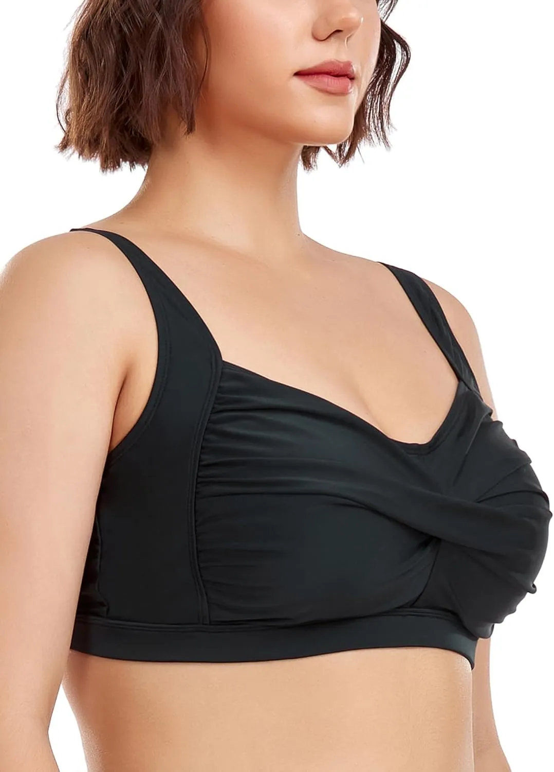 Ocean Blues Women's Plus Size Bikini Top Twist Front Molded Bathing Suit Top