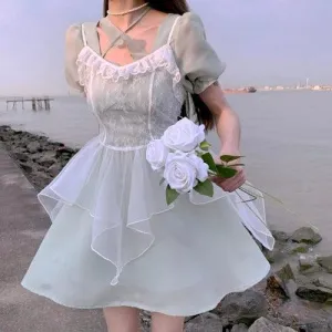 Pearly Sheen    Dress Mermaidcore Kawaii Academia Y2K Cottagecore Coquette Fairycore Dollette Princesscore