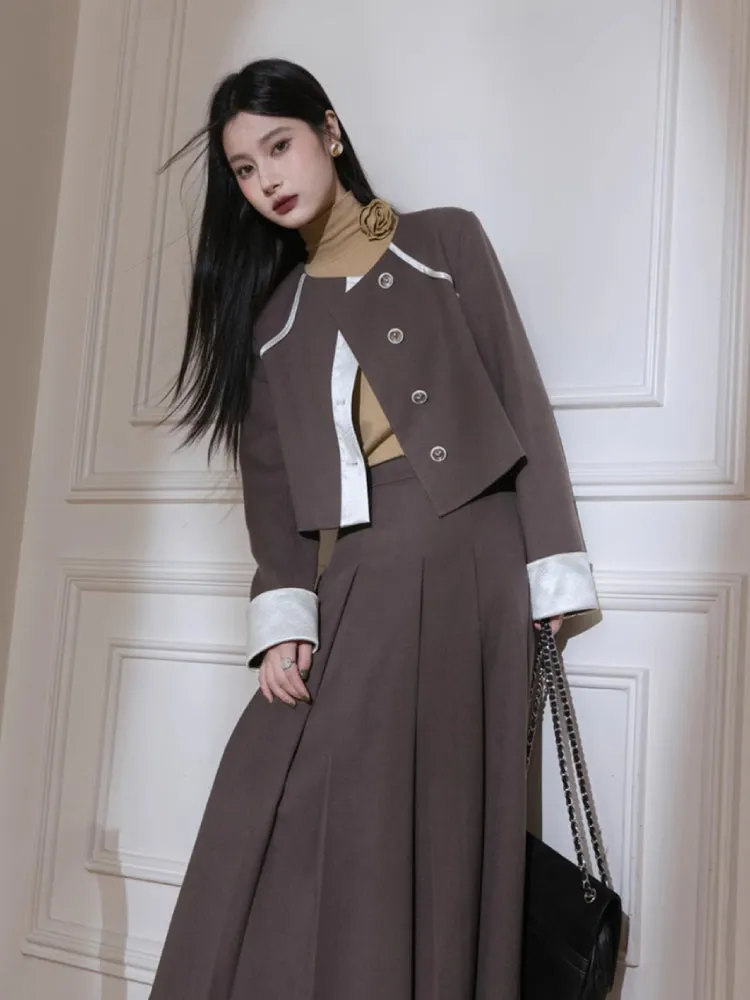 Satin blazer   skirt suit【s0000005800】