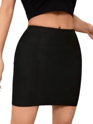 SOLY HUX Women's Elastic High Waist Bodycon Pencil Mini Skirt