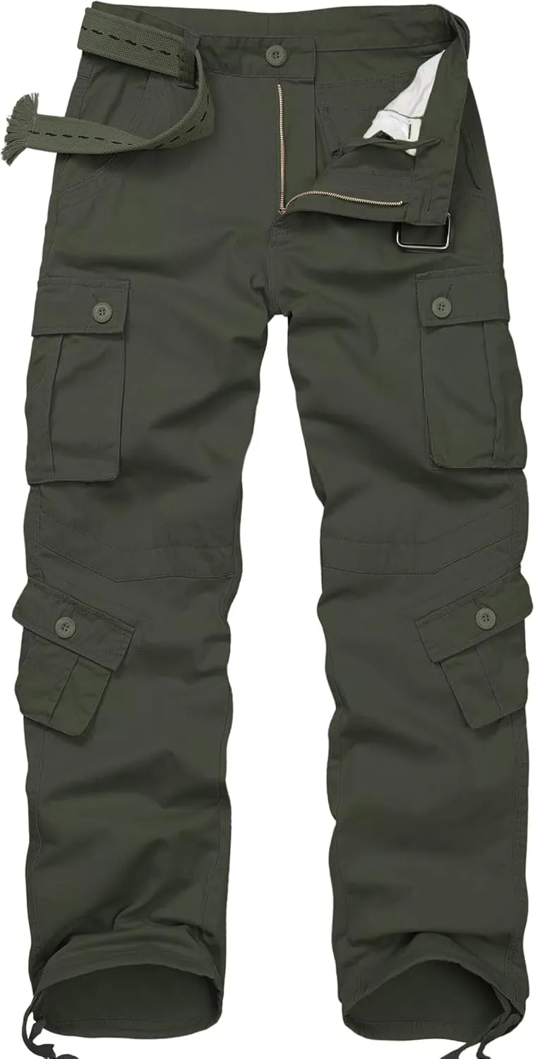 TRGPSG Men's Wild Cargo Pants, Camo Pants Cotton Casual Work Hiking Pants with 8 Pockets