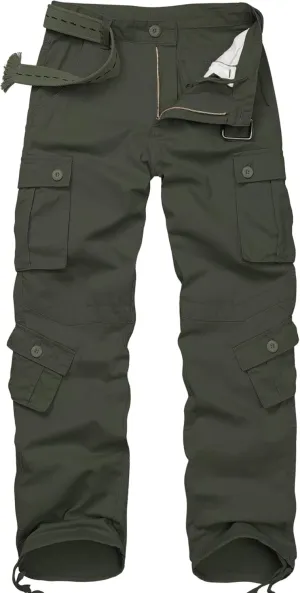TRGPSG Men's Wild Cargo Pants, Camo Pants Cotton Casual Work Hiking Pants with 8 Pockets