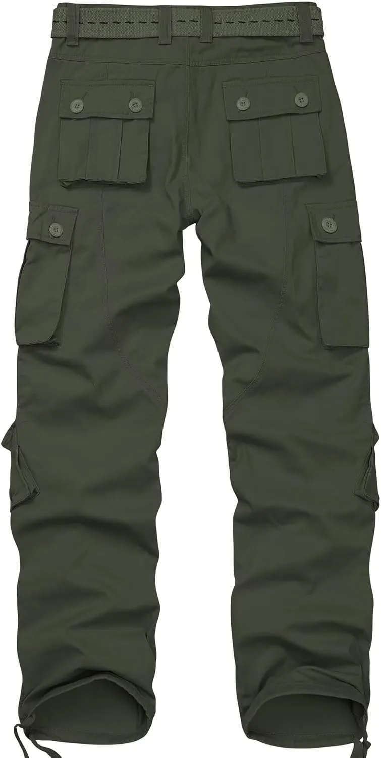 TRGPSG Men's Wild Cargo Pants, Camo Pants Cotton Casual Work Hiking Pants with 8 Pockets