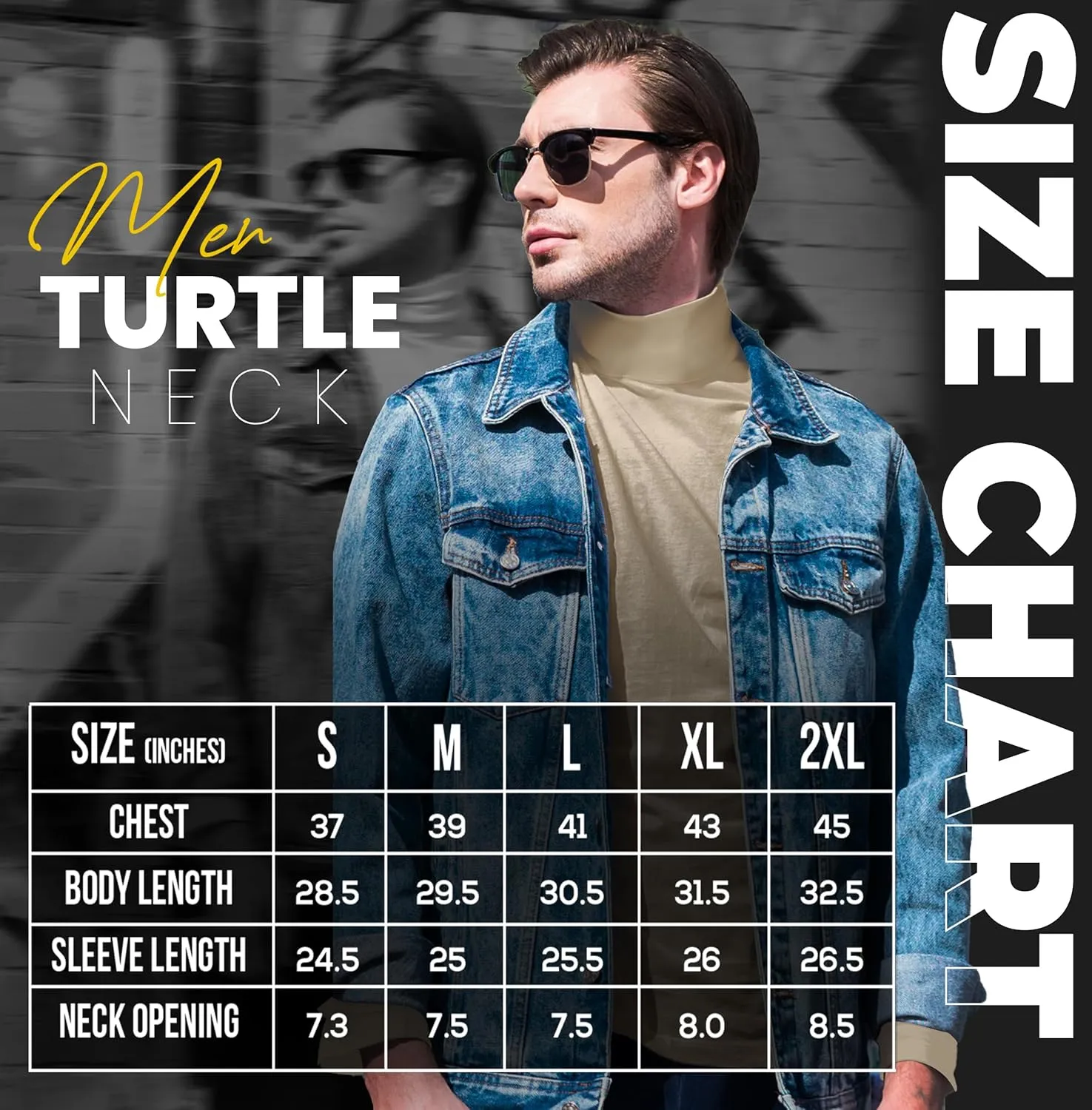 Utopia Wear Men's Turtleneck Slim Fit Lightweight Pullover Top