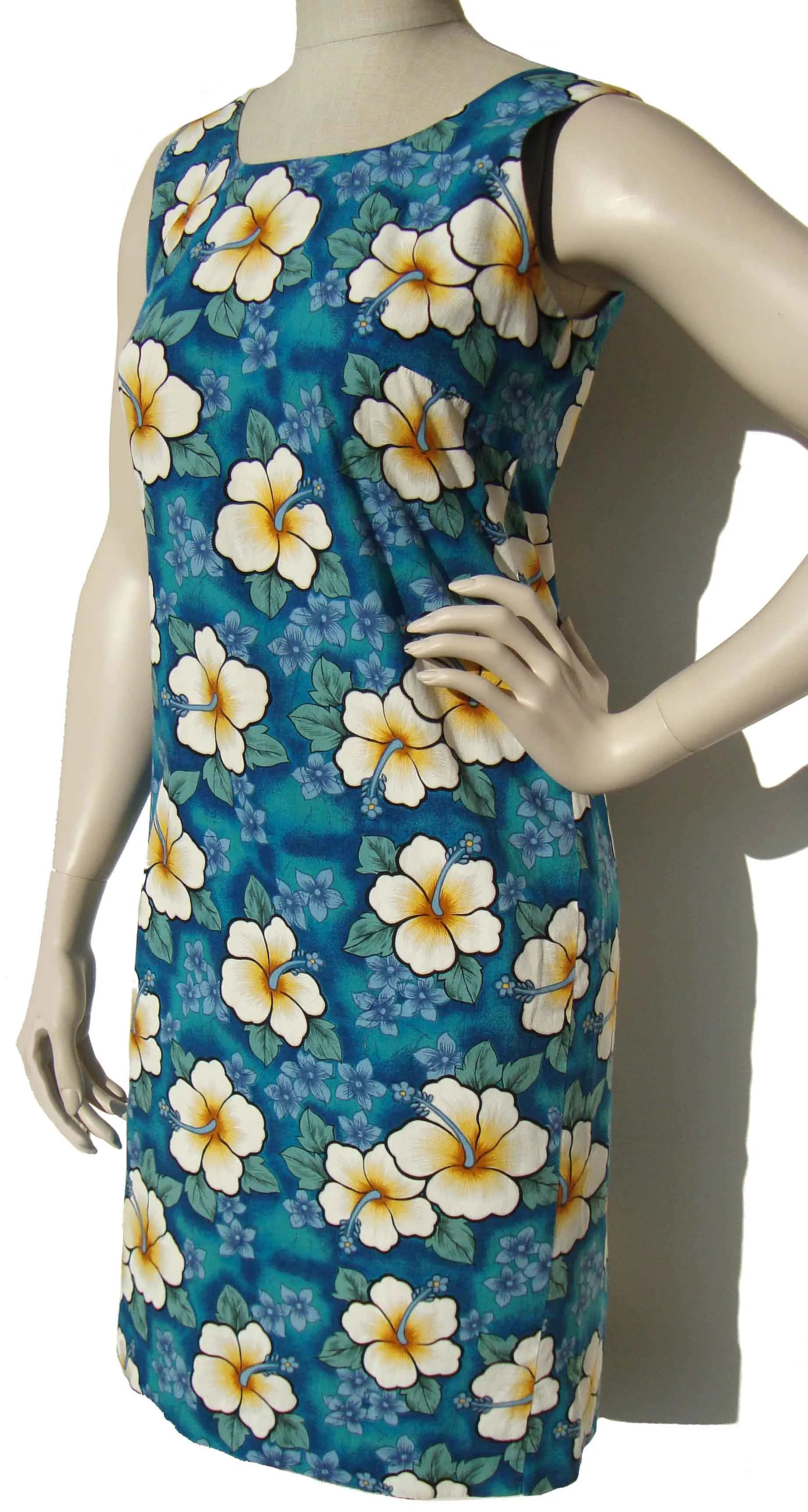 Vintage Hawaiian Dress Kapaia Stitchery Floral Hibiscus M
