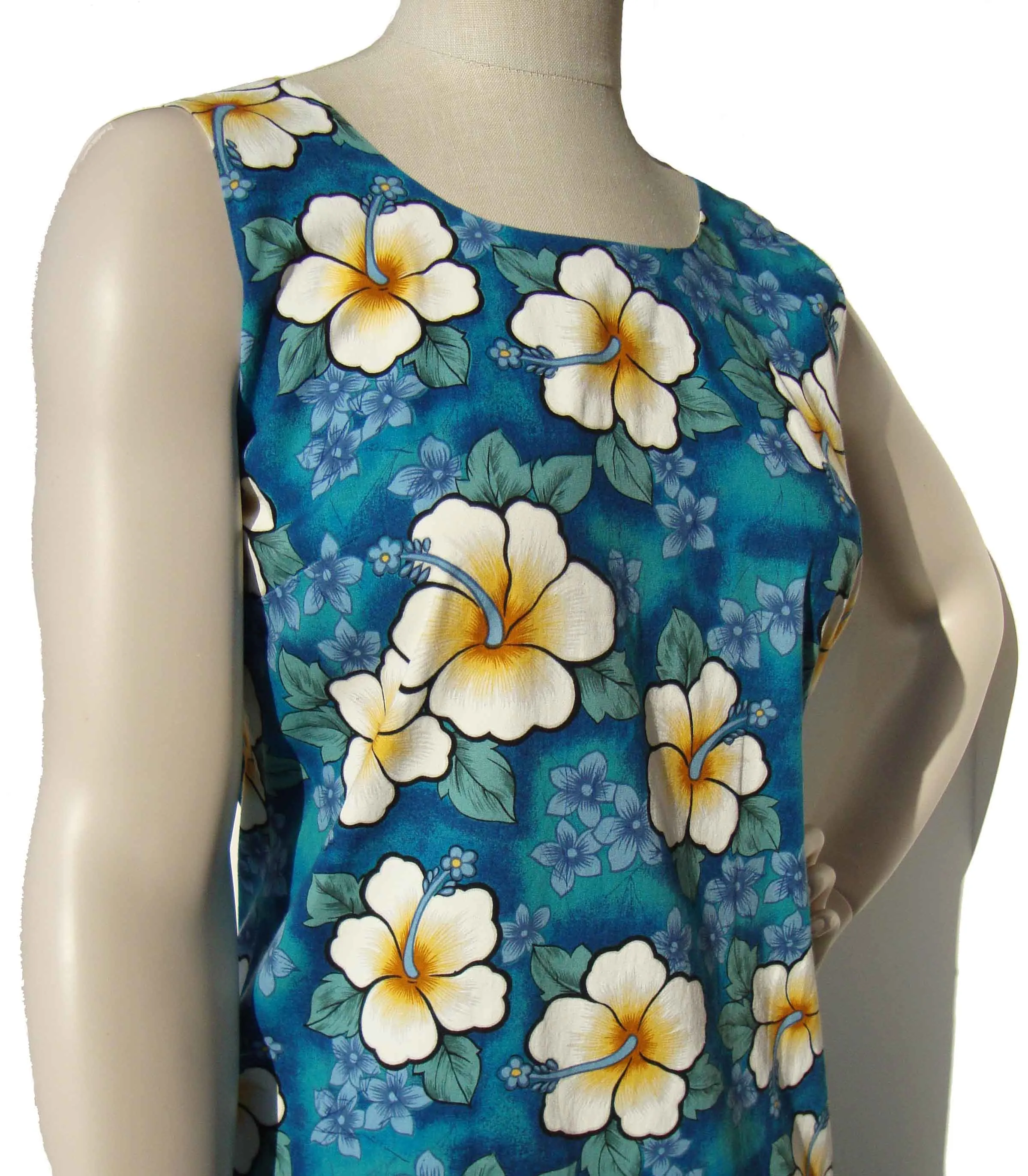 Vintage Hawaiian Dress Kapaia Stitchery Floral Hibiscus M