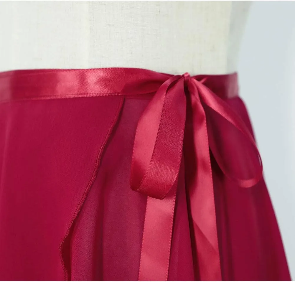 Women Ballet Wrap Skirt Long Sheer Dance Skirts