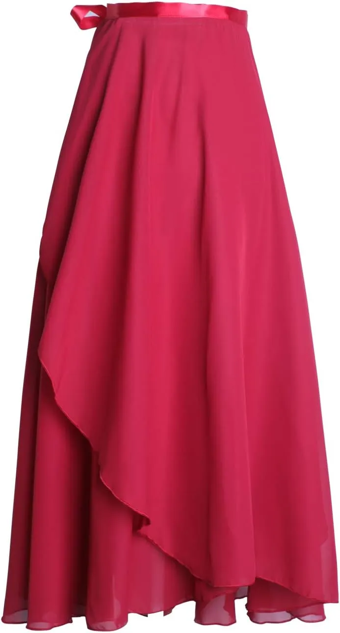 Women Ballet Wrap Skirt Long Sheer Dance Skirts