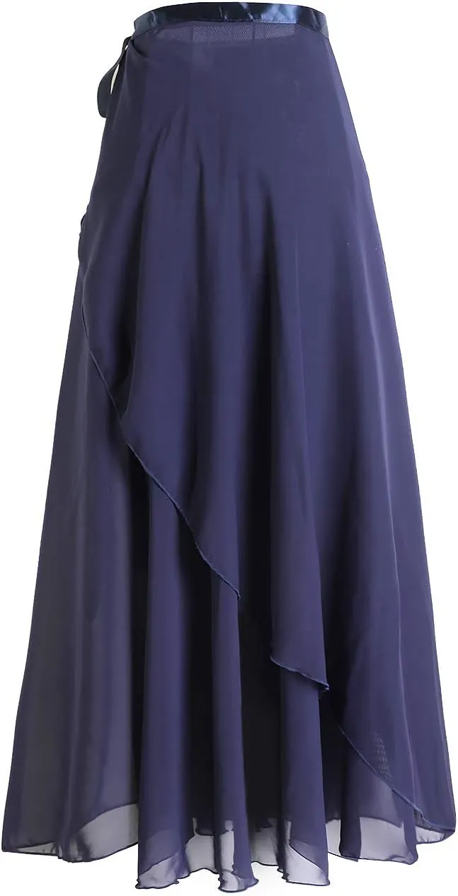 Women Ballet Wrap Skirt Long Sheer Dance Skirts