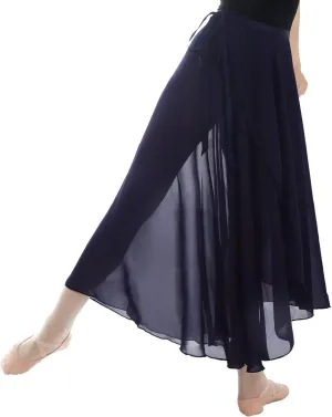 Women Ballet Wrap Skirt Long Sheer Dance Skirts