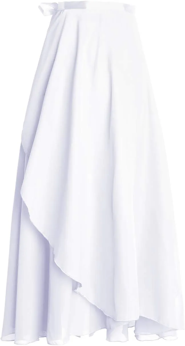 Women Ballet Wrap Skirt Long Sheer Dance Skirts