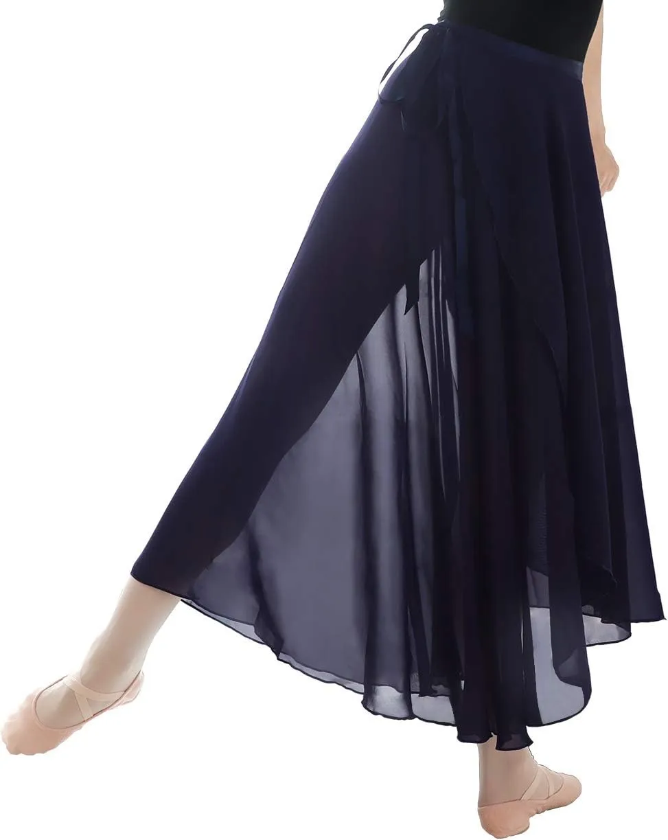 Women Ballet Wrap Skirt Long Sheer Dance Skirts