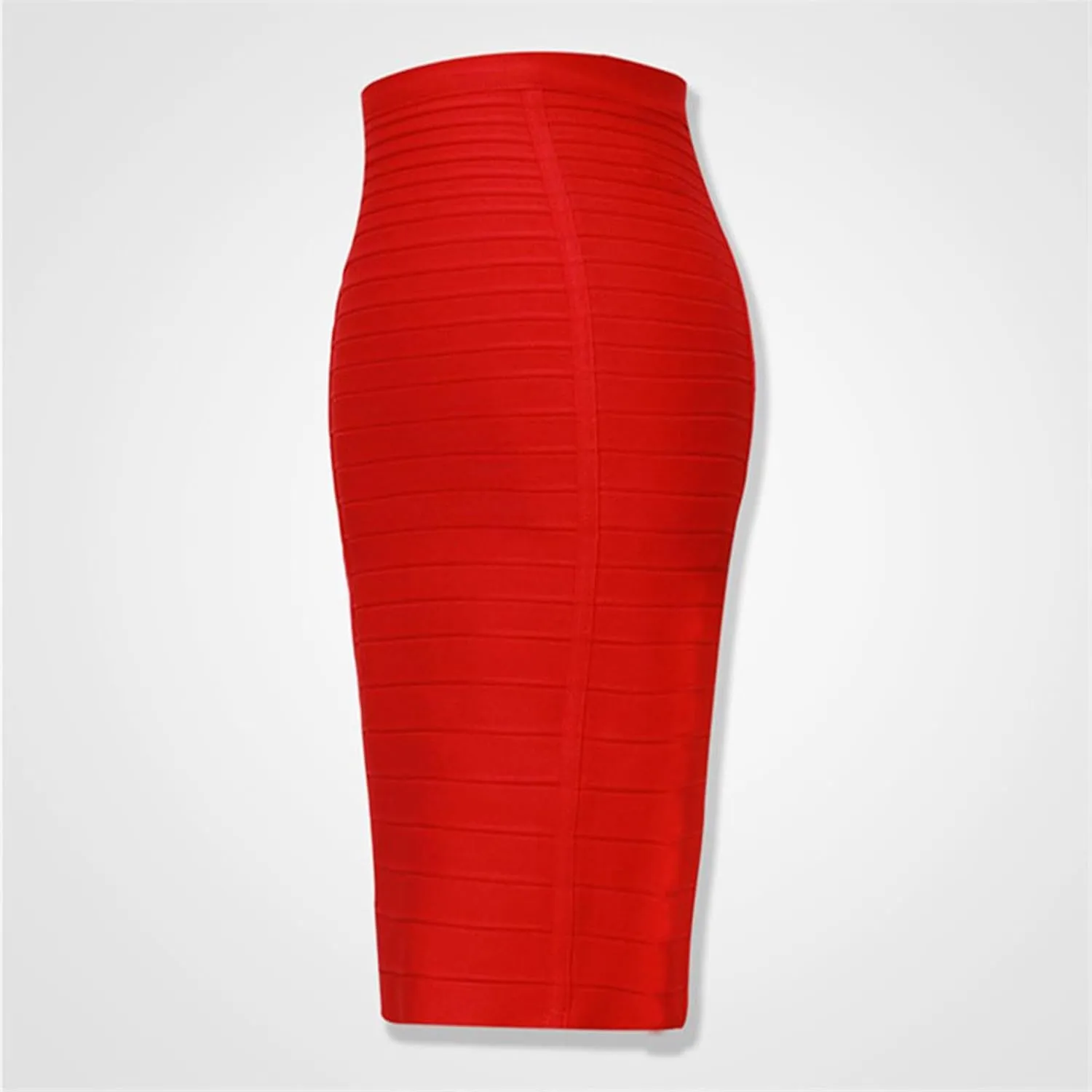Women's High Waist Elastic Slim Fit Bandage Skirt Solid Color Knee Length Bodycon Pencil Skirt Office Midi Skirt