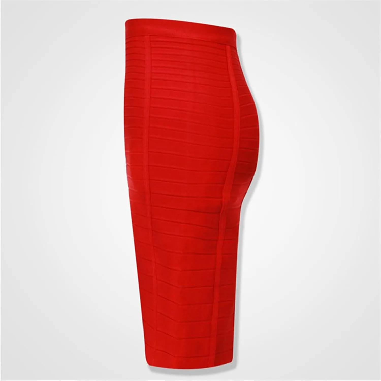 Women's High Waist Elastic Slim Fit Bandage Skirt Solid Color Knee Length Bodycon Pencil Skirt Office Midi Skirt