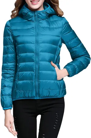 Womens Lightweight Puffer Jacket with Hood 2023 Fashion Winter Coats with Pockets Zipper Quilted Packable Down