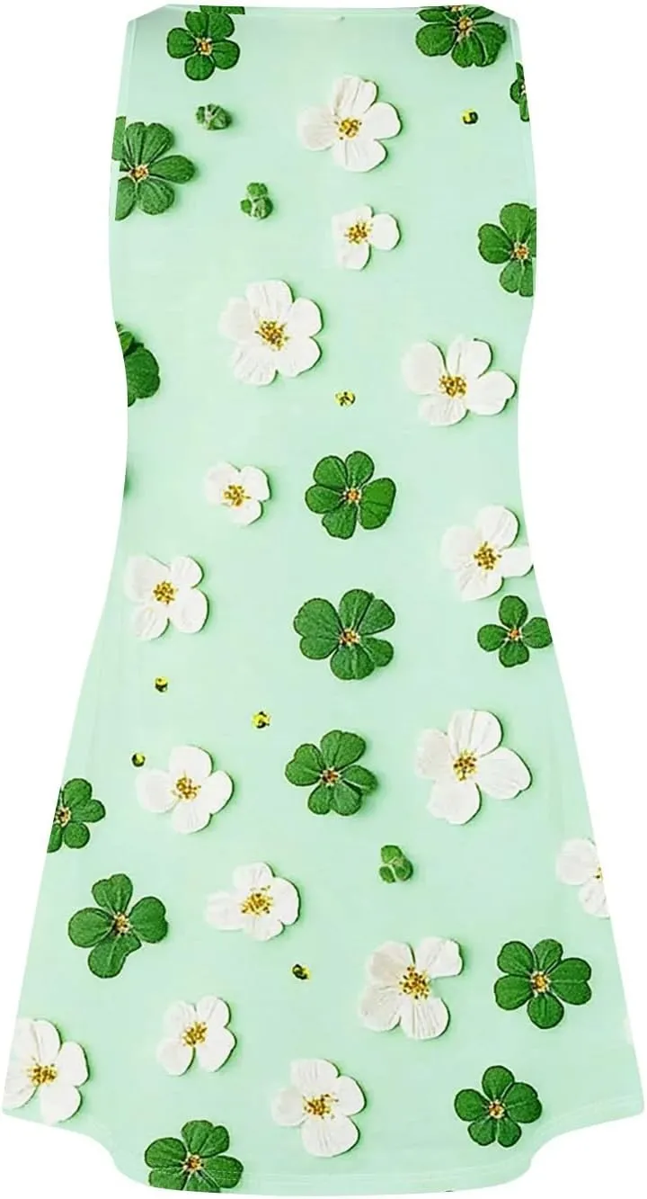 Women's Summer Dresses 2025 Printed Swimsuit Coverup Beach Vacation Sundress Sleeveless Casual Dress with Pocket